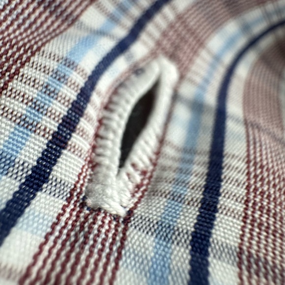 Mattabisch Napoli - Men's Brown Blue White Plaid Shirt (15.75, 40) - Picture 10 of 10